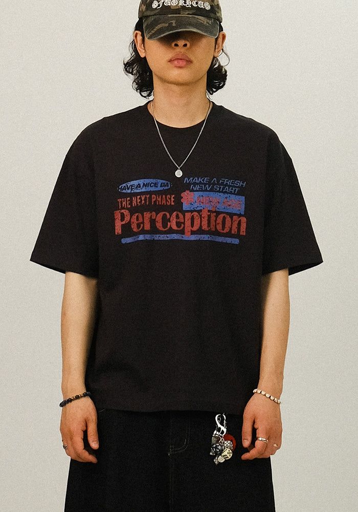 SEMIKAJI（セミカジ）の「WE ヴィンテージ レタリング 1/2 T（トップス）」