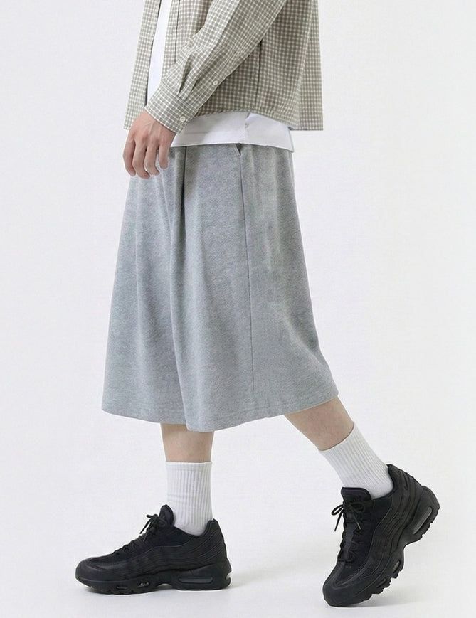 Balloon Curved Sweat Bermuda Pants Gray