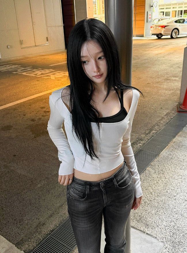 hatsukoshi（ハツコシ）の「Dual Crop Layered Slim Top（Tops）」