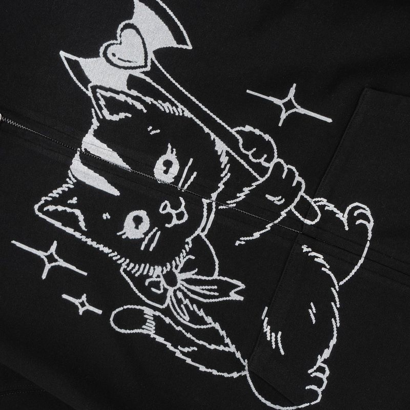 KILLING TIME CAT HOOD ZIP-UP (BLACK)