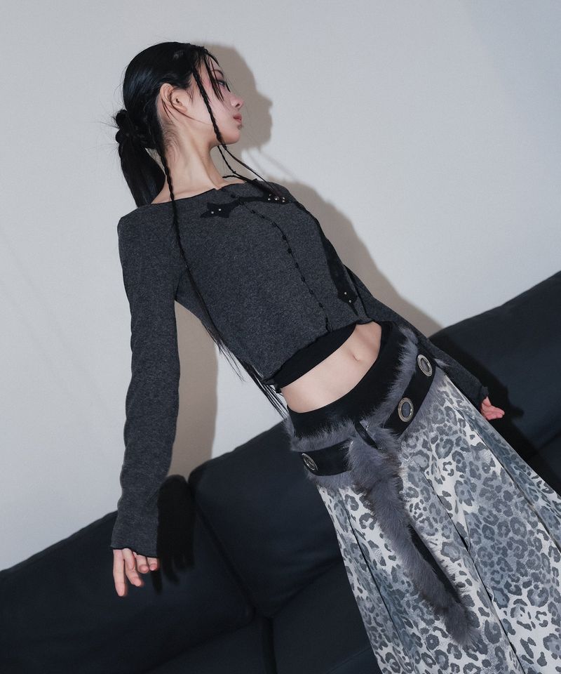 leopard long pleats wrap sk - leopard