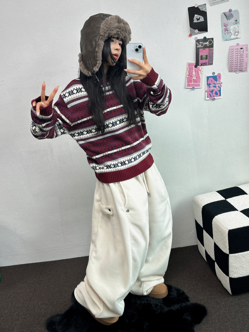 BOTH-SIDES FLEECE SNAP LONG PANTS 🧸🩵🤍6COLOR