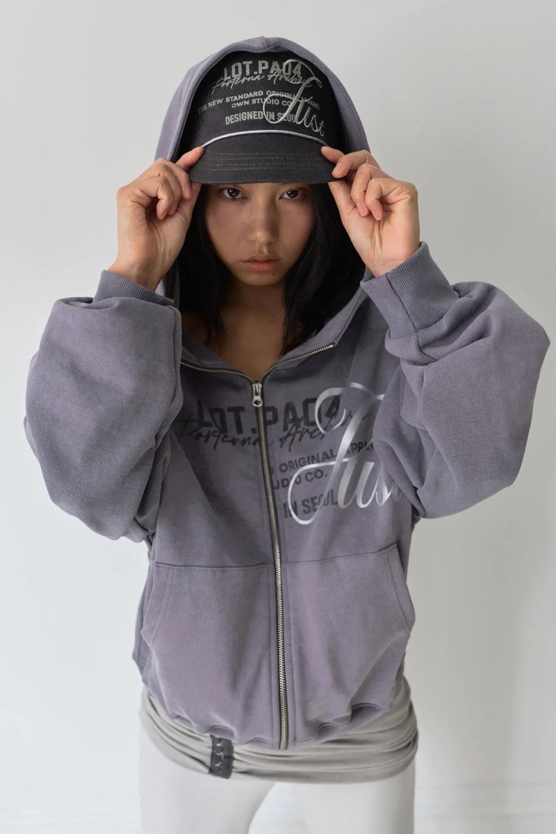 26SS★ HIGH NECK VINTAGE PIGMENT HOODIE ZIP-UP