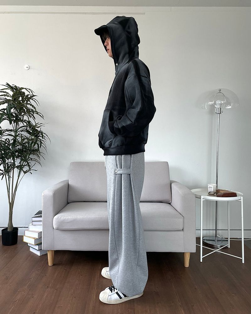 Side Snap Wide Sweatpants