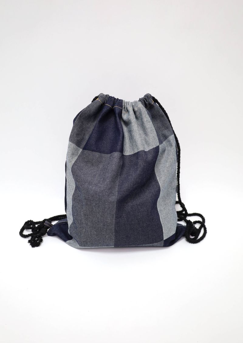 Square Denim Pocket Backpack