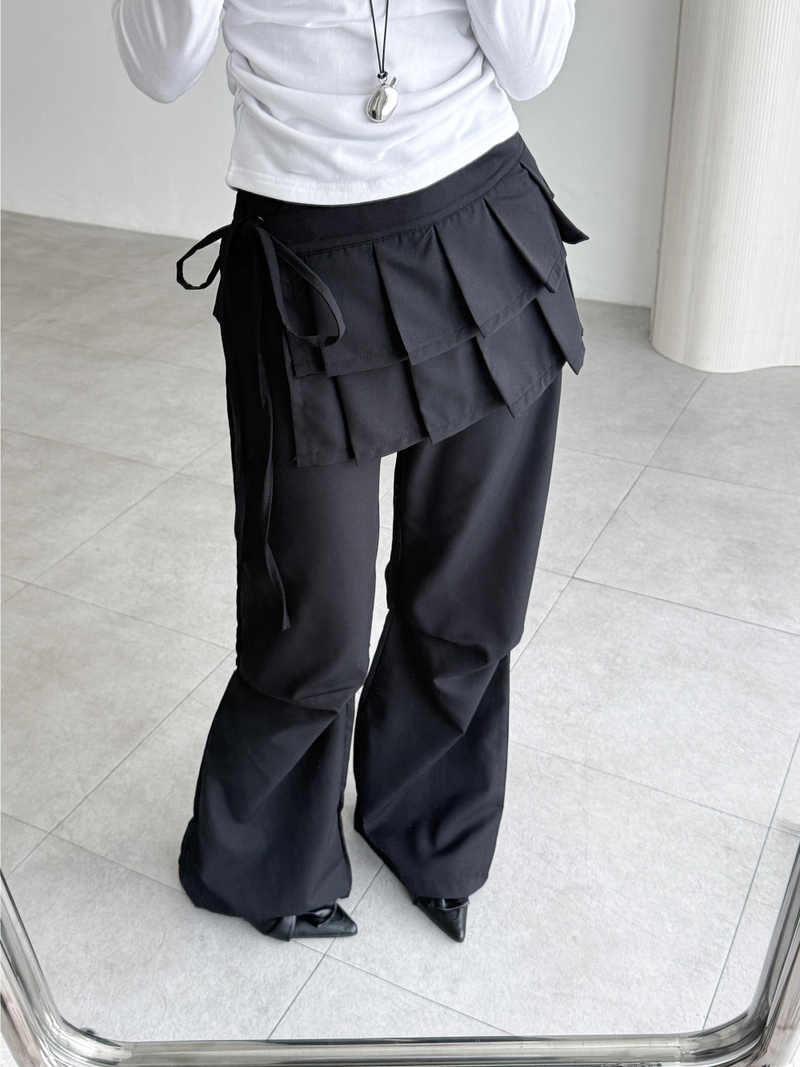 pleated wrap skirt pants (2color)