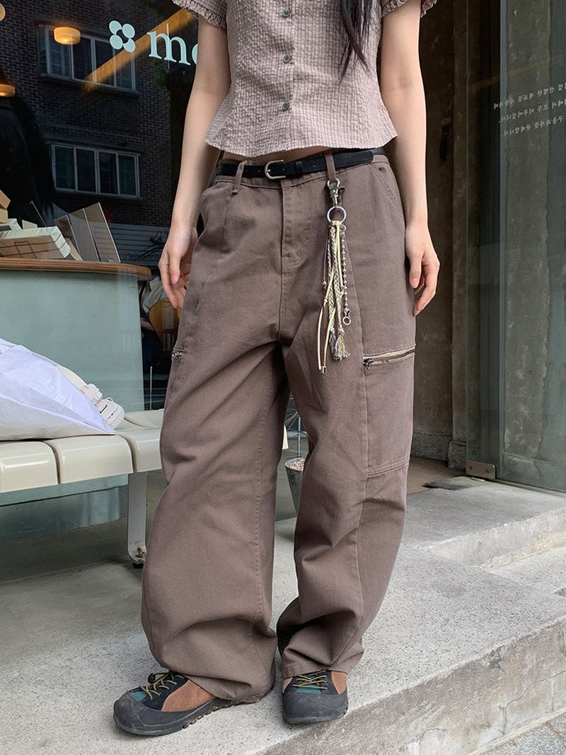 ZIPPER WIDE TROUSER PANTS (3C)