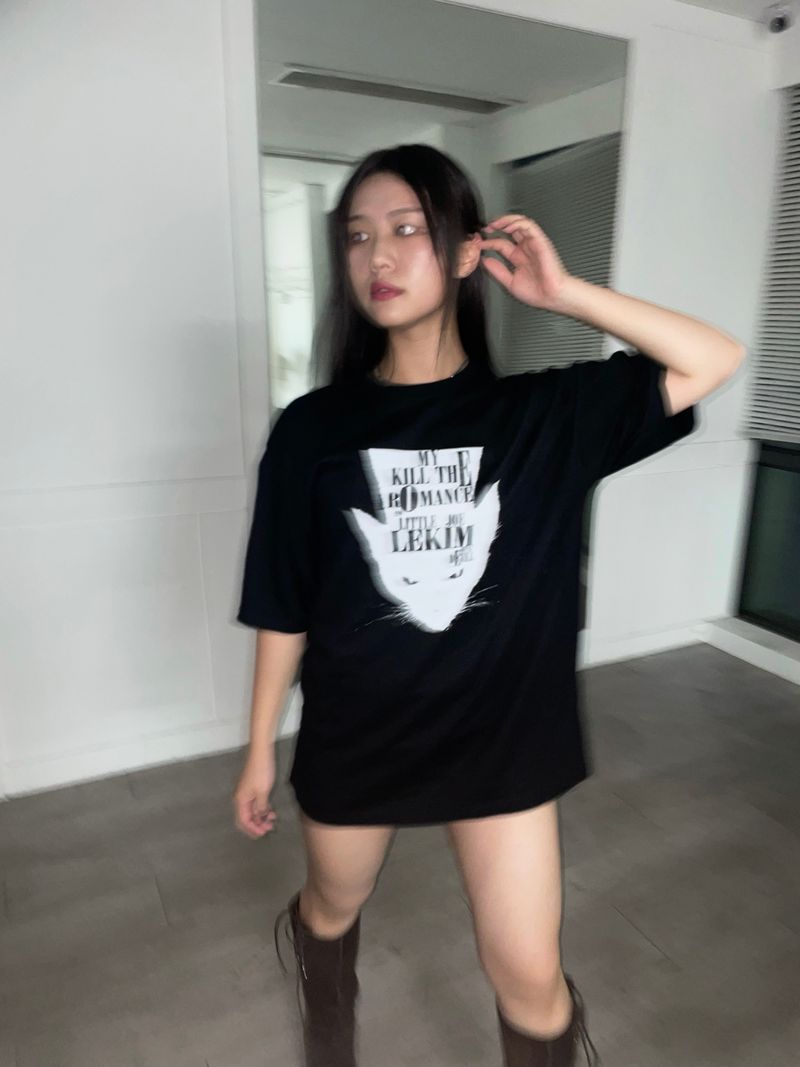 LEKIM DEVILL CAT T-SHIRT BLACK