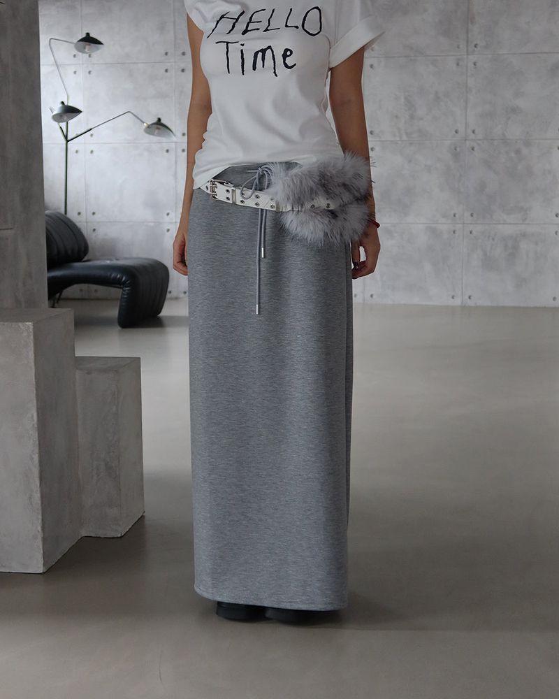 Back Open Banded Long Skirt