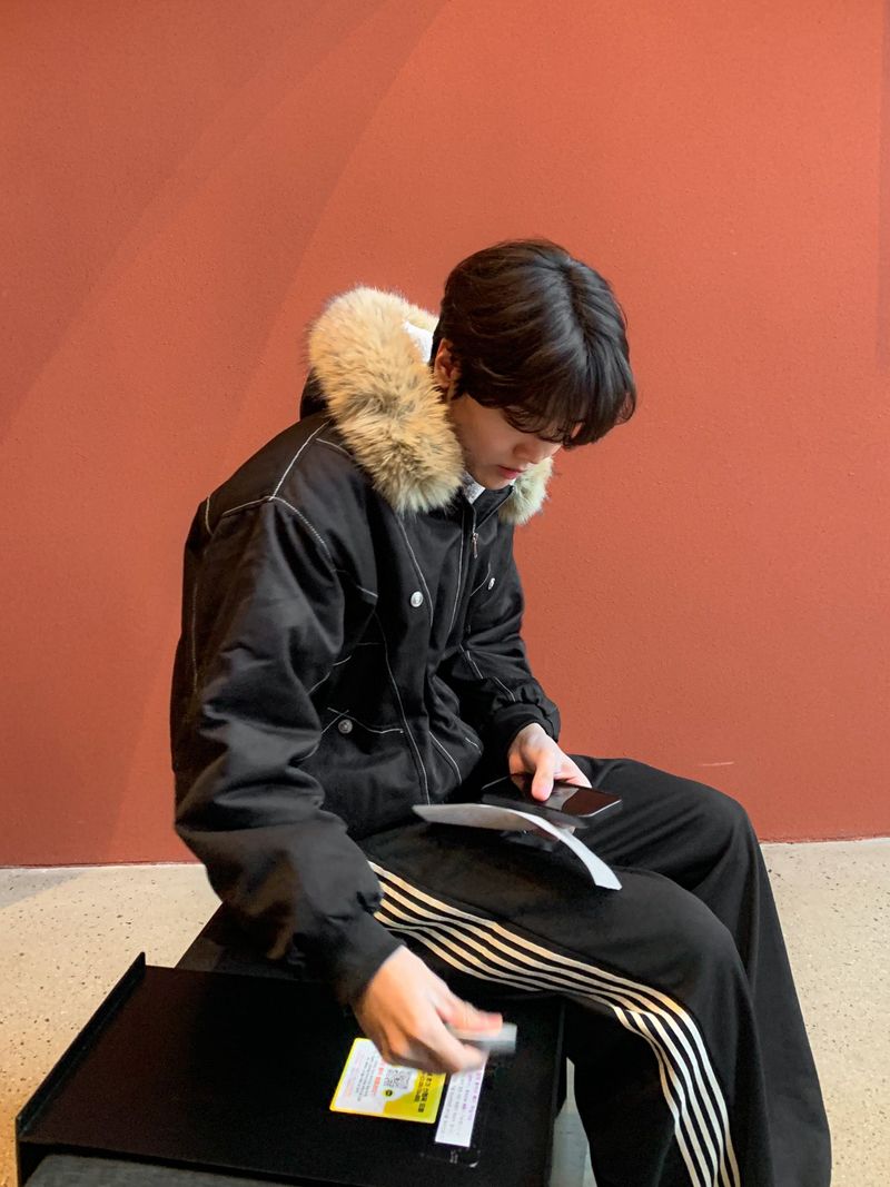 Raccoon-Trim Paneled Puffer Jacket with Fur Lining