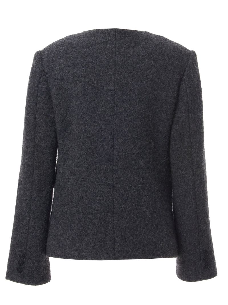 HAIRY WOOL MUFFLER COAT_CHARCOAL