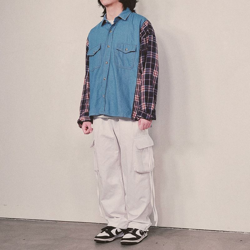 strap elastic pants_white