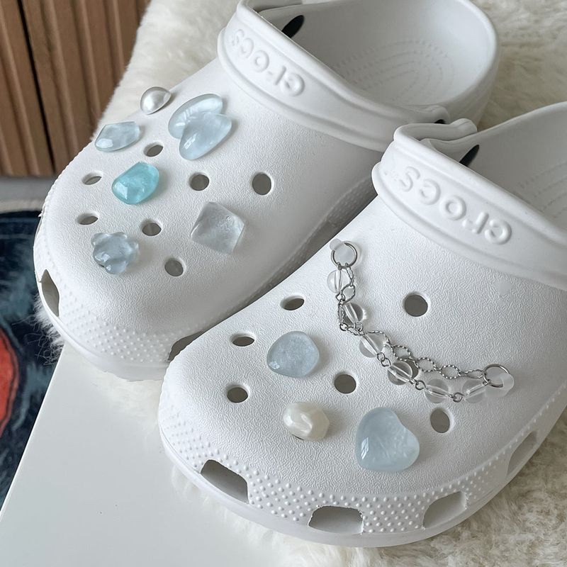[made]blue pearl pebble resin shoes charm set 