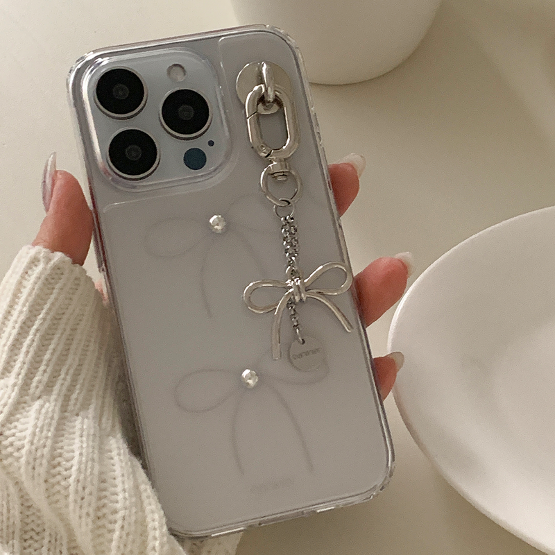 [handmade] mini silver ribbon logo keyring