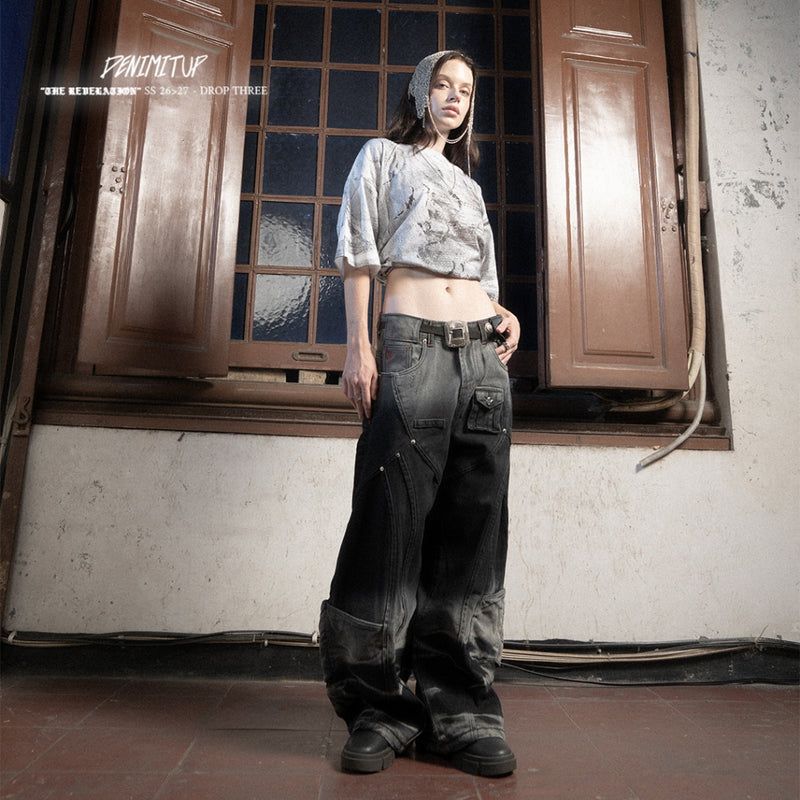 A1 Wide Barrel Echo - Seam Marble Black - Jeans