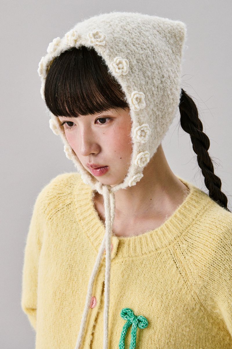 Boucle Flower Bonnet [Ivory]
