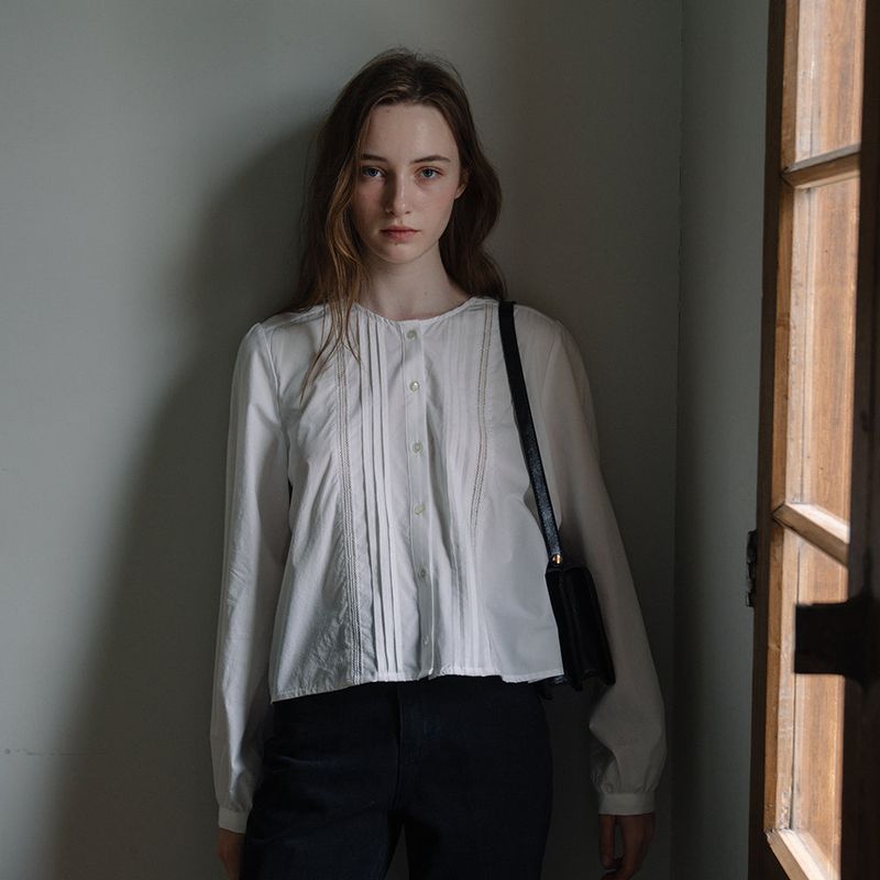 Lace Pintuck Blouse - Ivory