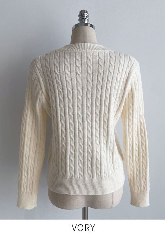 Zeno Ribbon Embroidery Cable Knit