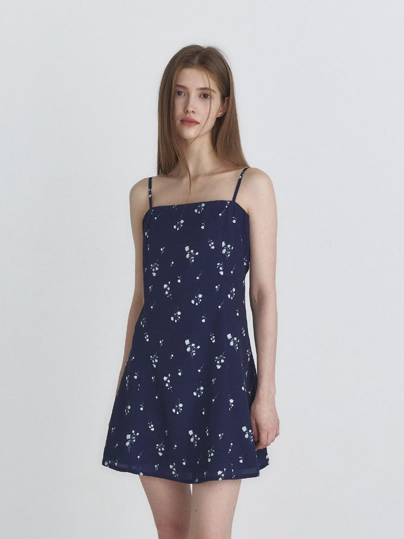 Floral flare dress (Navy)