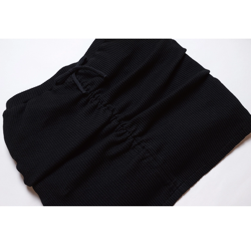 SHIRRING STRING SKIRT BLACK