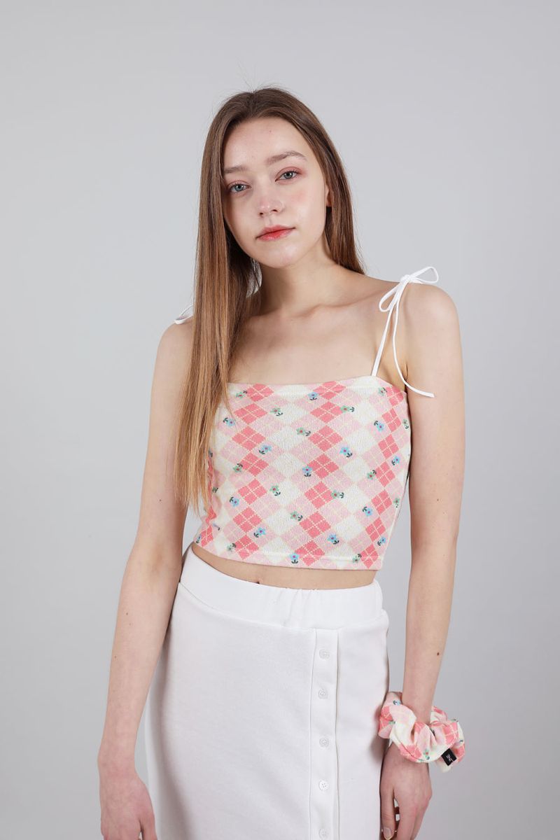 SET Highteen Sleeveless Crop Top Scrunchie Pink