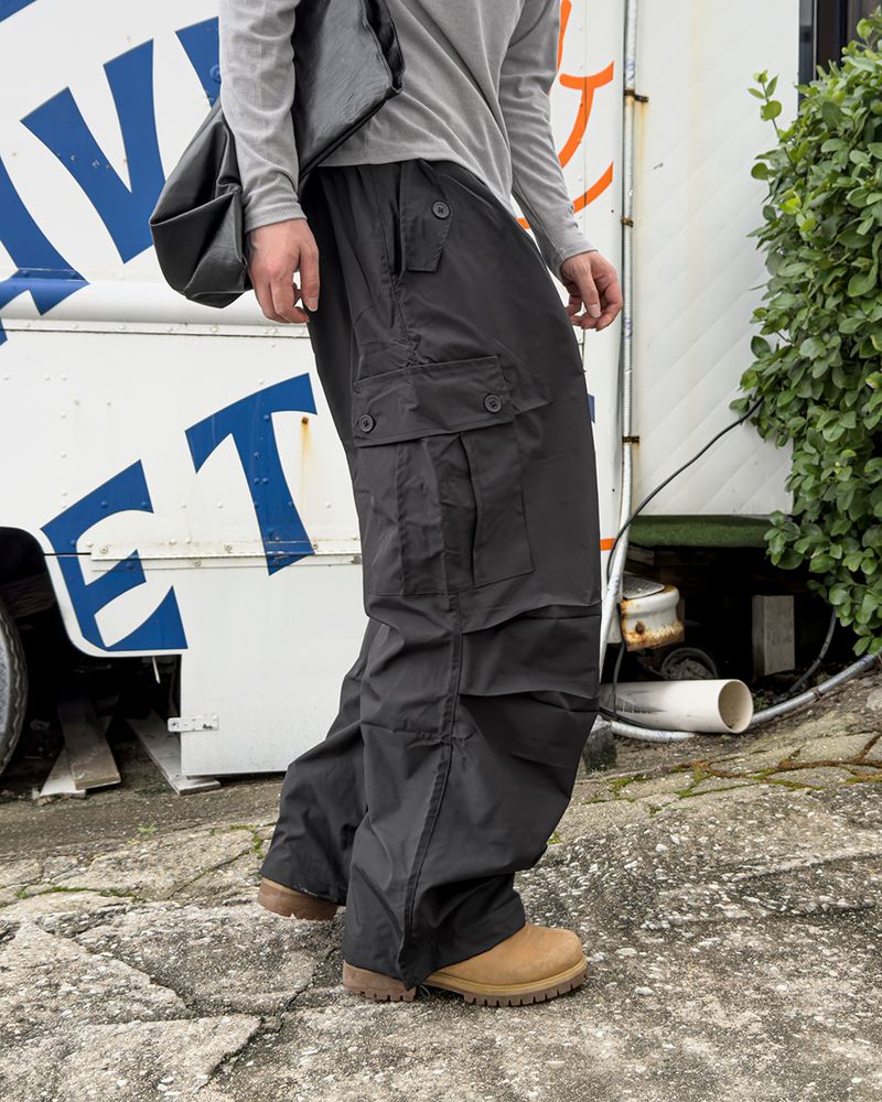 Cropped Button Pocket Wide Pants
