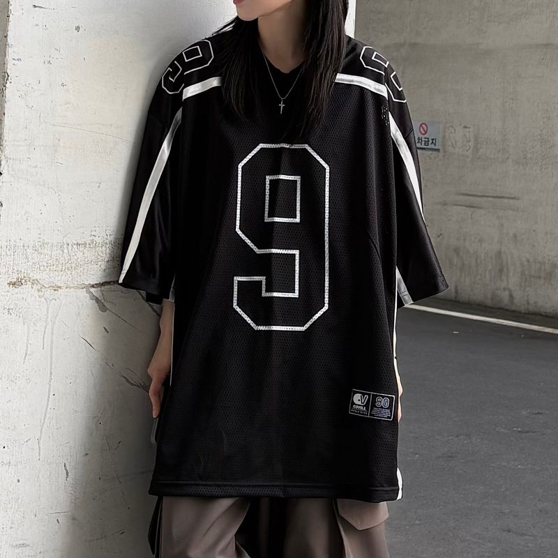 PEARCLAN（ペアクラン）の「number 9 mesh tape t-shirt（Tops）」