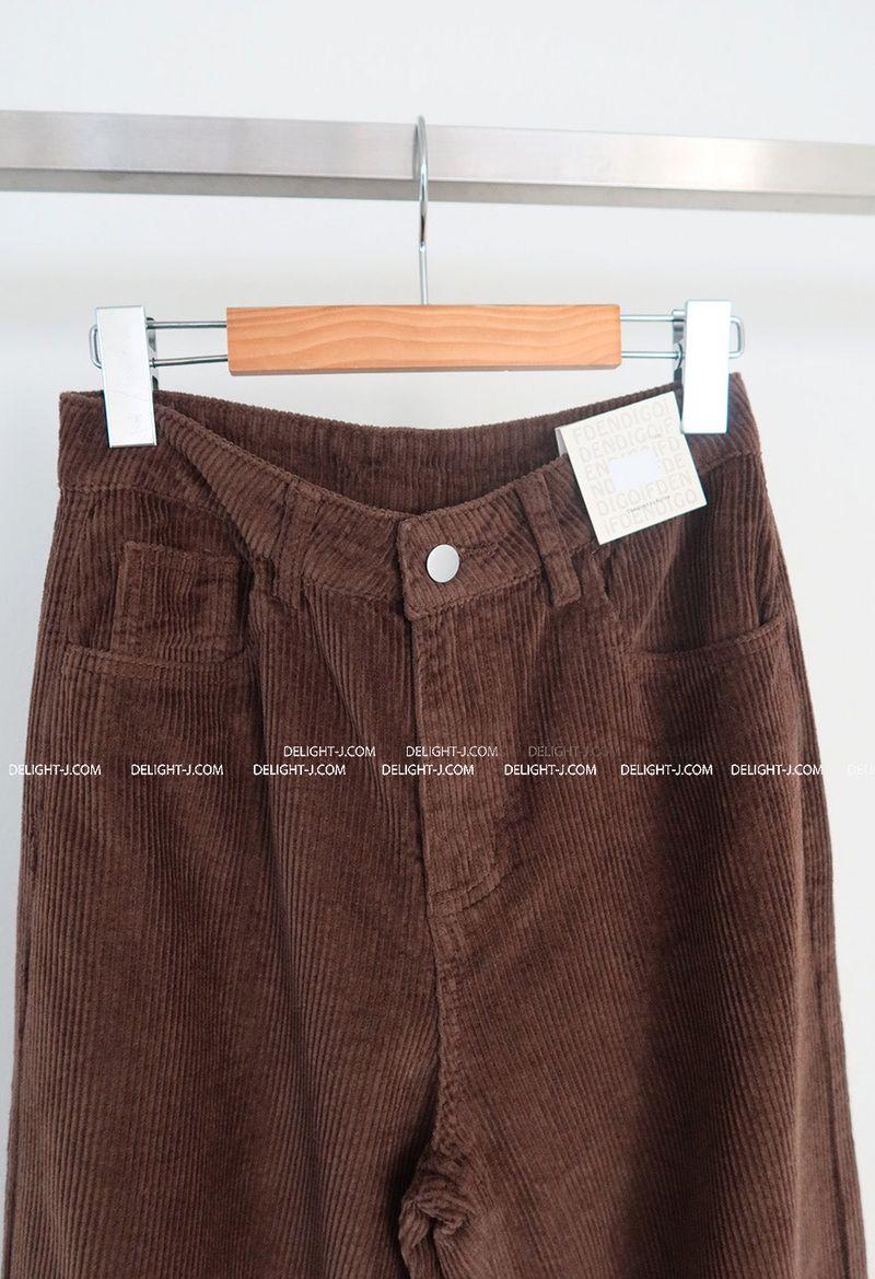 Corduroy long wide pants