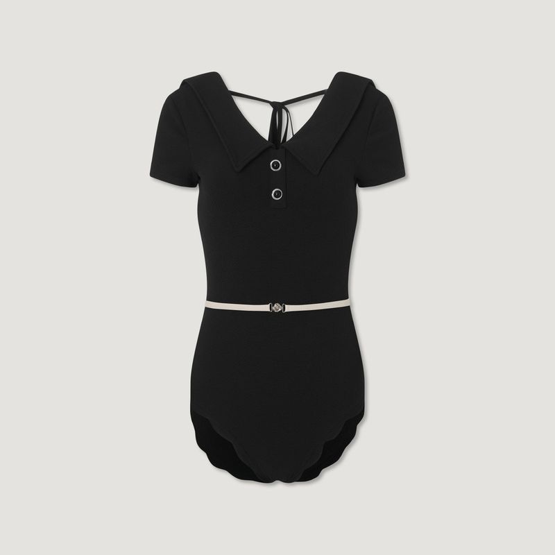 Retro Collar Belted One-piece