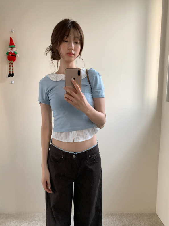 cropped layered tee