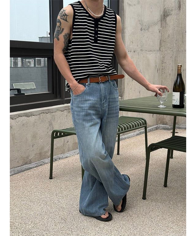 [S/S] Stripe henry neck sleeveless(3color)
