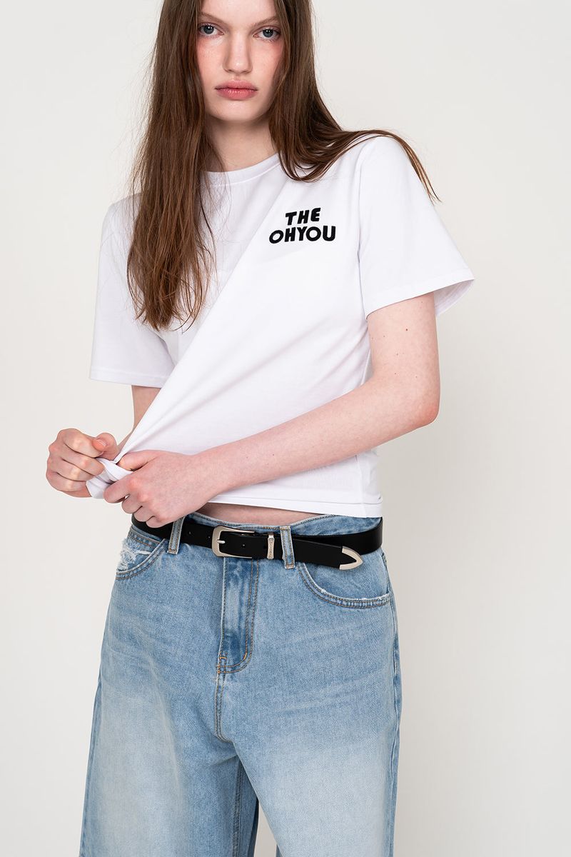 THEOHYOU（ザオユ）の「SILKET BASIC T-SHIRT (BLACK LOGO)（Tops）」