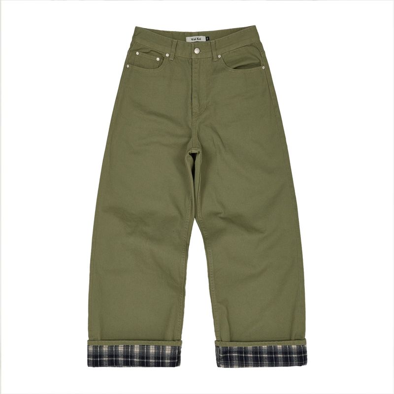 Check Applique Roll Up Pants