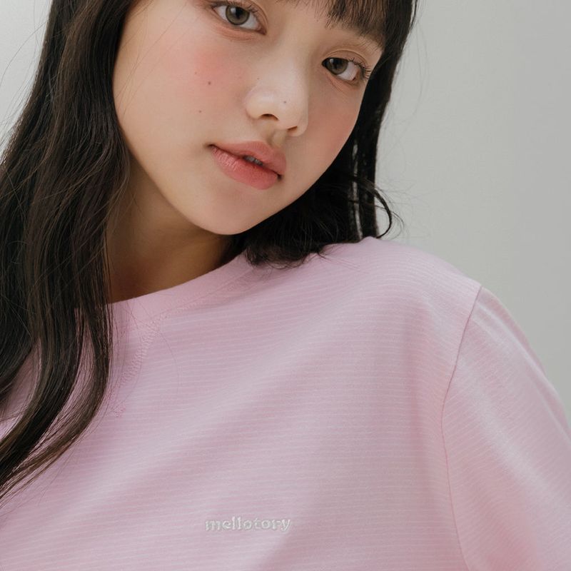 mellotory（メロートリー）の「SOFT STRIPED T-SHIRT (PINK)（Tops）」