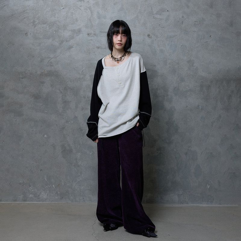 SLIP NECK BUTTON TOP