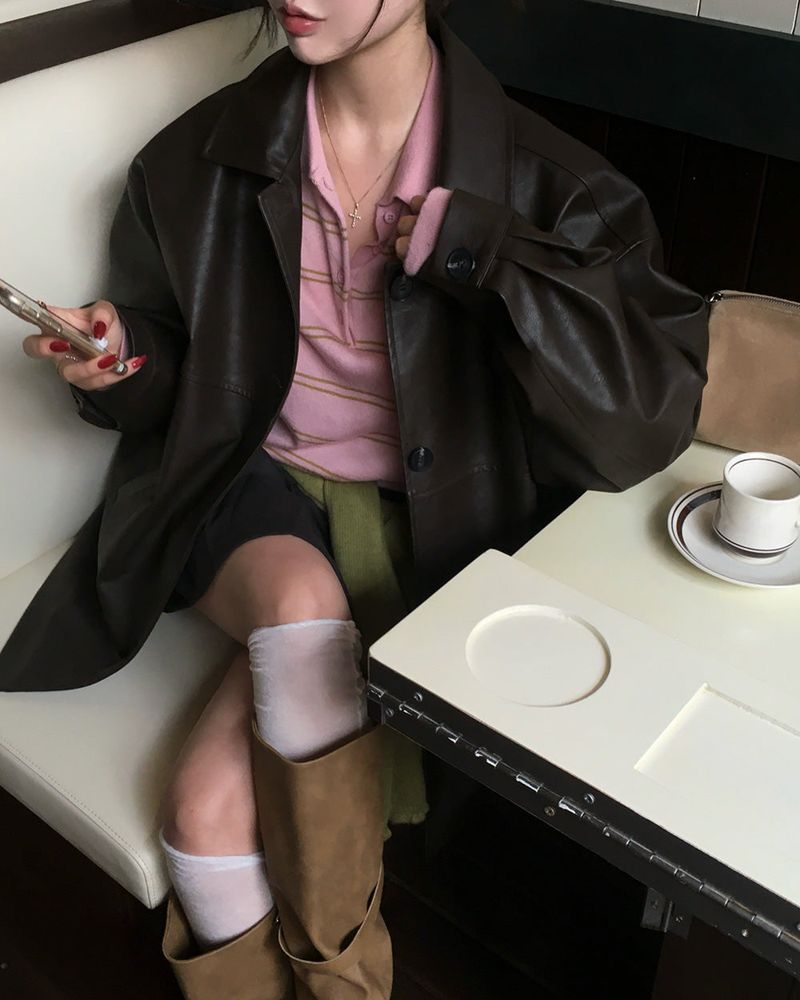 Our Leather Middle Jacket