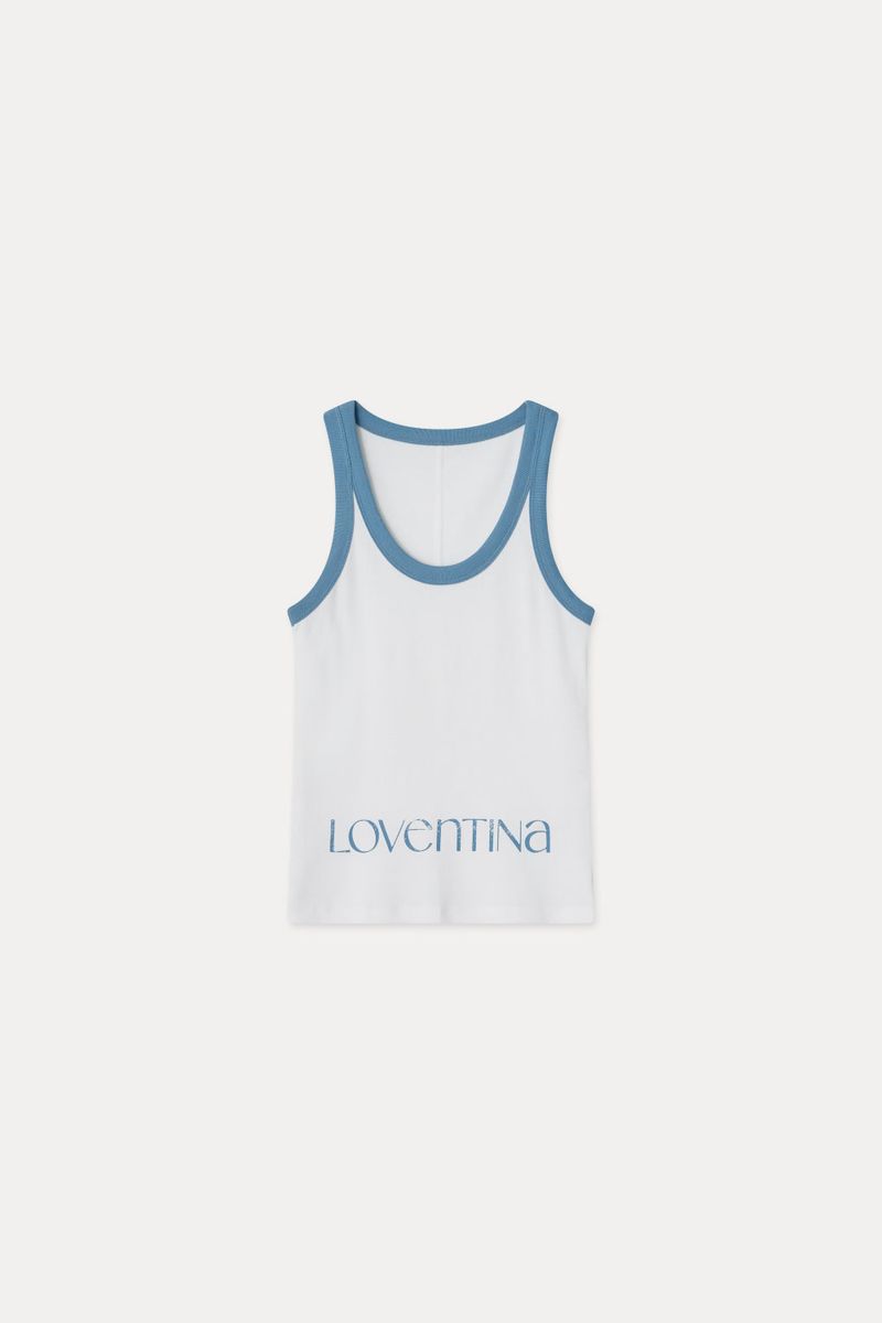 DEEP NECK SLEEVELESS TOP_SKY BLUE-WHITE