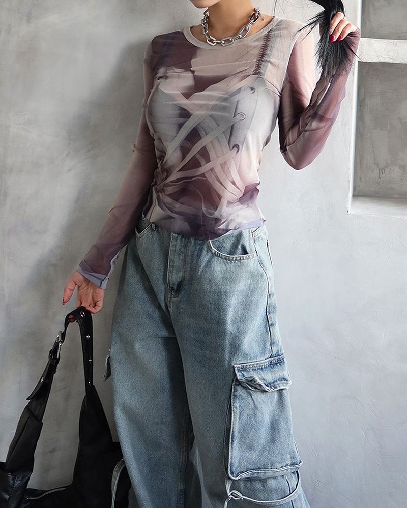 Corset See-Through Printed T-Shirt