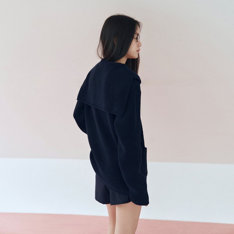 Sailor Collar Cotton Sweater_Navy