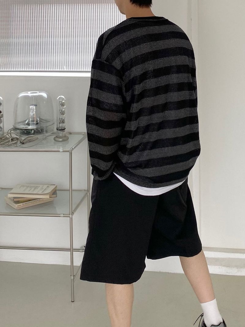 Nylon wide banding half pants 2C