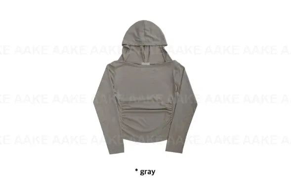 BOAT-NECK SHIRRING HOOD TOP