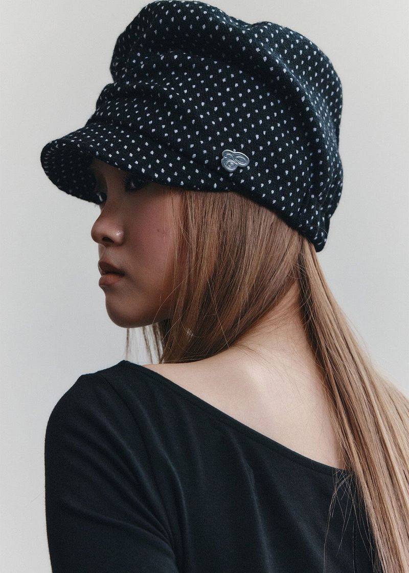 SOFIA CAP (POLKA DOT BLACK)