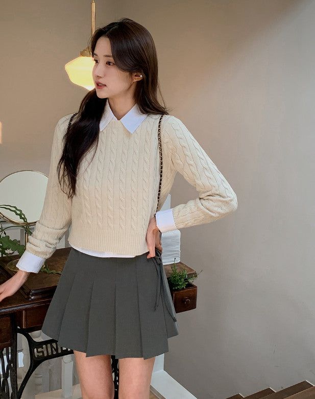 WT Pleated Wrapped Mini Skirt (2color)