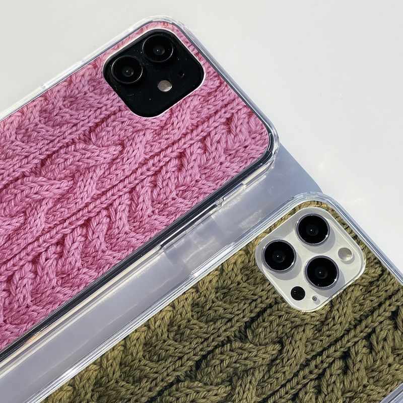 CABLE KNIT HARD JELL CASE_PINK