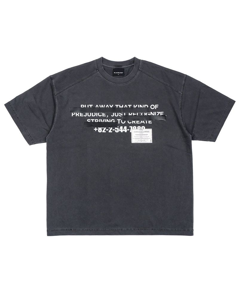 BLACKBLOND(ブラックブロンド)の「BBD Hidden Slogan Pigment T-Shirt (Charcoal)(Tops)」