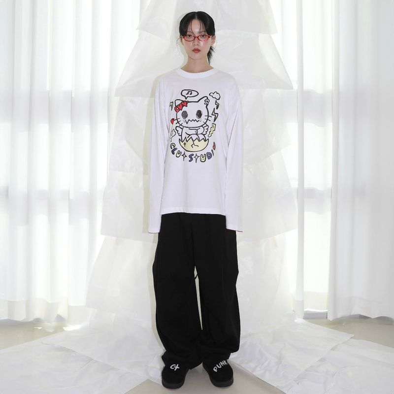 Confused Cat T-shirt - WHITE