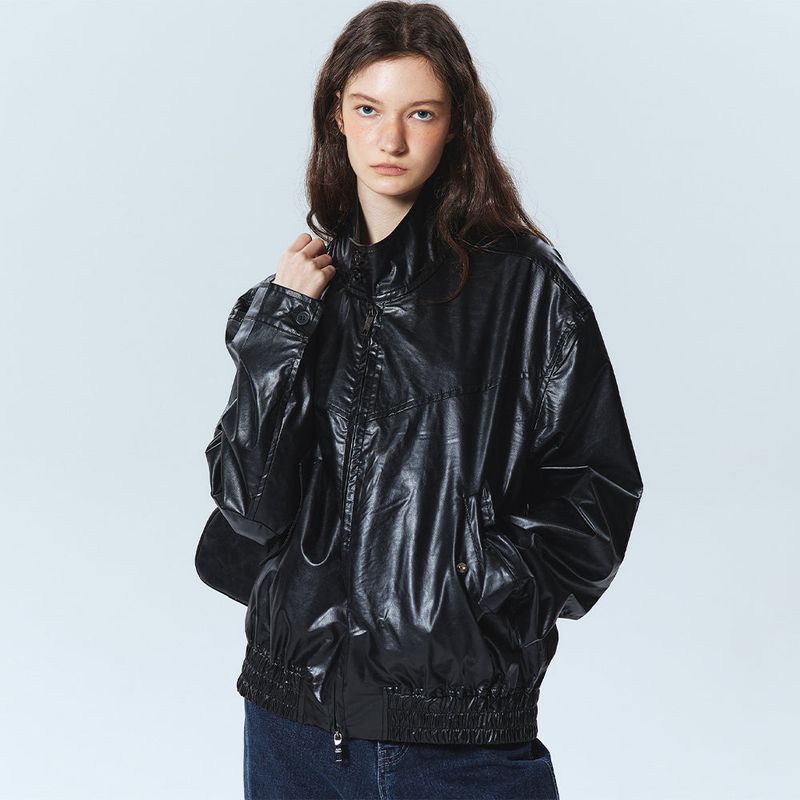 VEGAN LEATHER BLOUSON JACKET_BLACK