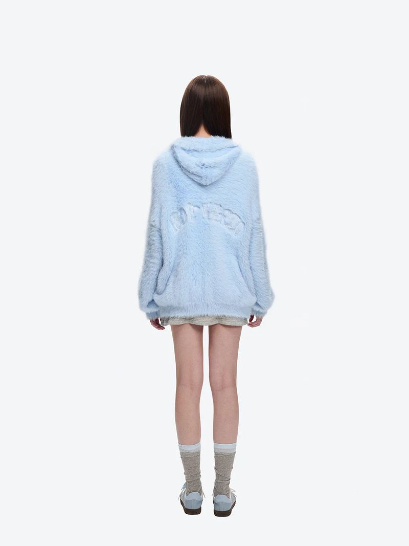 13DE MARZO Faux Mink Fur Zip Jacket