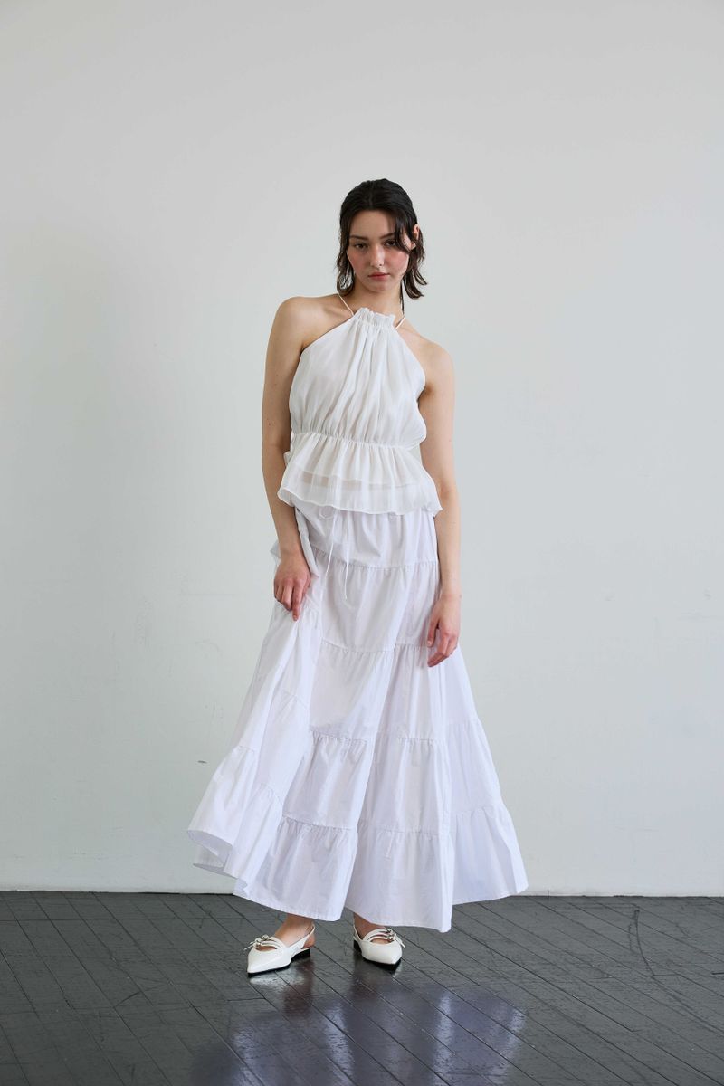 PEARL HALTERNECK TOP / WHITE