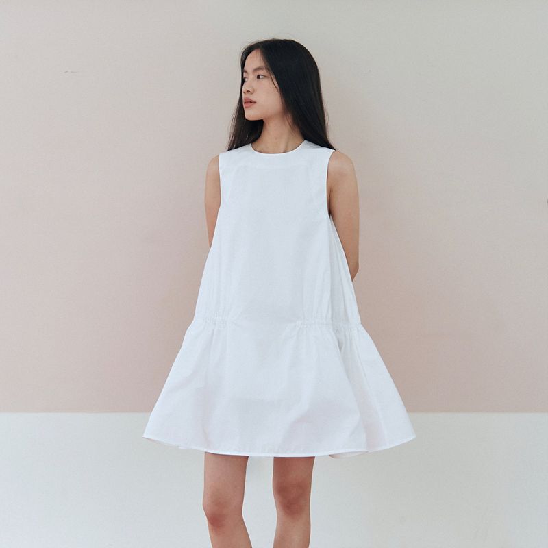 A Line Flaired Mini Dress_White